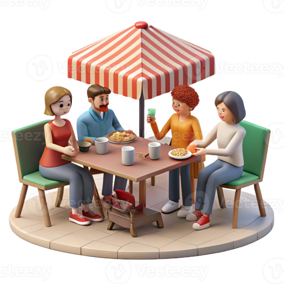 wonderful creative A group of friends sharing a meal at a sidewalk cafe, warm and inviting atmosphere, slice-of-life style original png