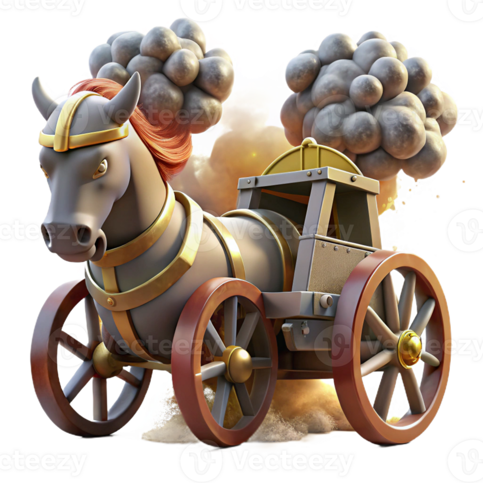 wonderful creative A Hittite chariot charging into battle, dust and smoke filling the air, dramatic lighting, painterly style, high resolution png