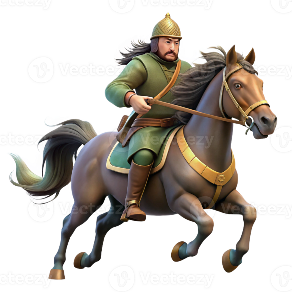 wonderful creative A Scythian warrior on horseback, galloping across the steppe, windswept and dynamic, painterly style, professional png