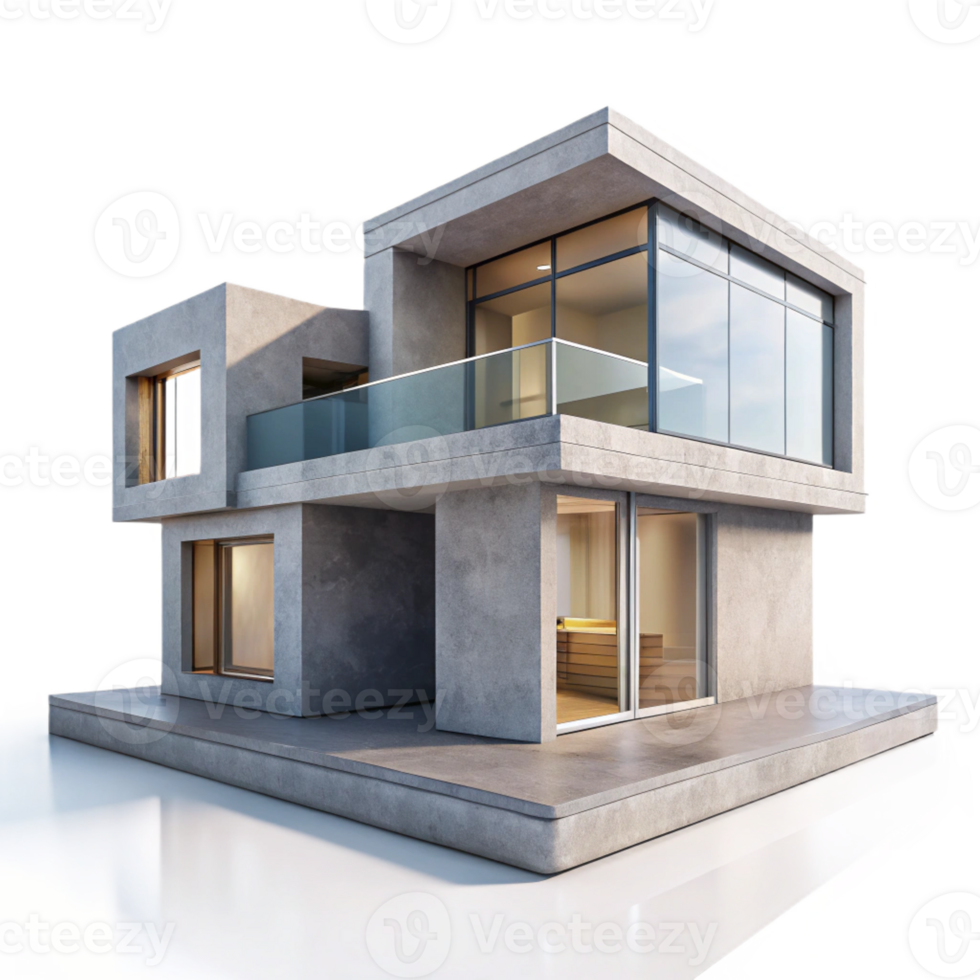 serene traditional Modern minimalist house, concrete and glass, clean lines, warm natural light, architectural rendering exclusive png