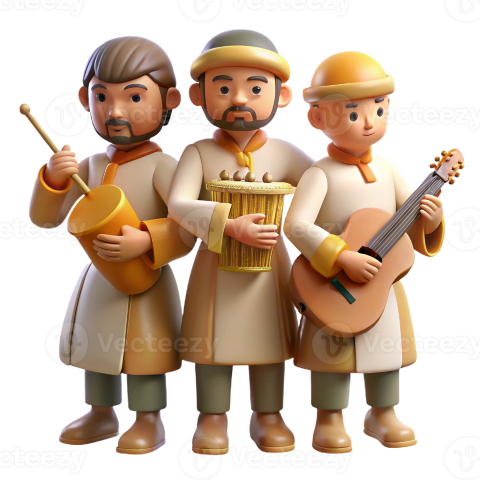 elegant vintage A group of ancient Paeonian musicians playing traditional instruments, festive atmosphere, warm lighting, impressionistic style, professional png