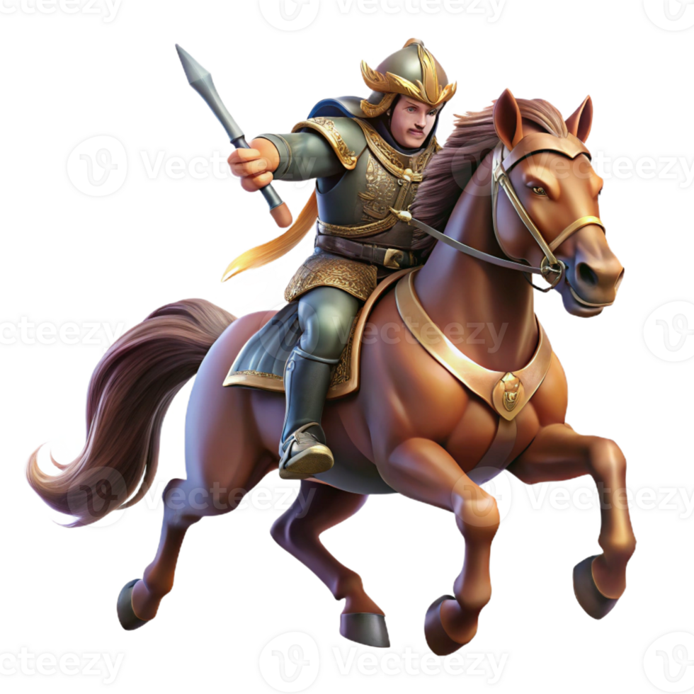 impressive contemporary An Epirote warrior on horseback, charging into battle, dynamic pose, dramatic lighting, painterly style, high quality png