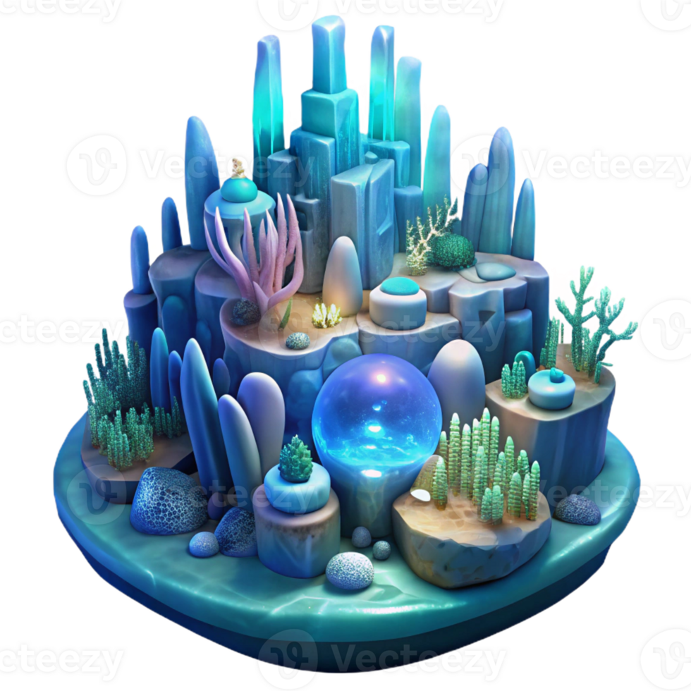 extraordinary abstract Underwater city, bioluminescent coral structures, glowing aquatic life, dreamlike atmosphere, digital illustration high quality png