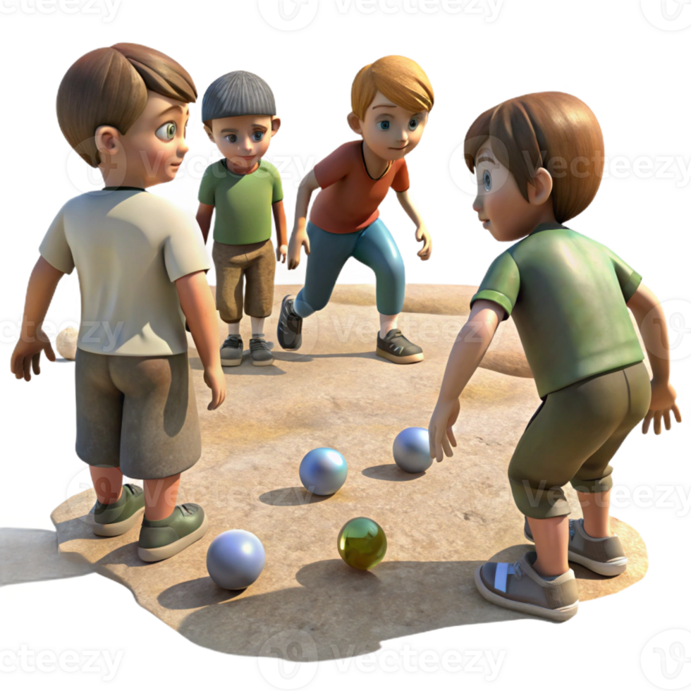 impressive modern A group of children playing marbles in a dusty street during the Great Depression, lit by the harsh sunlight. Photorealistic, documentary style detailed png