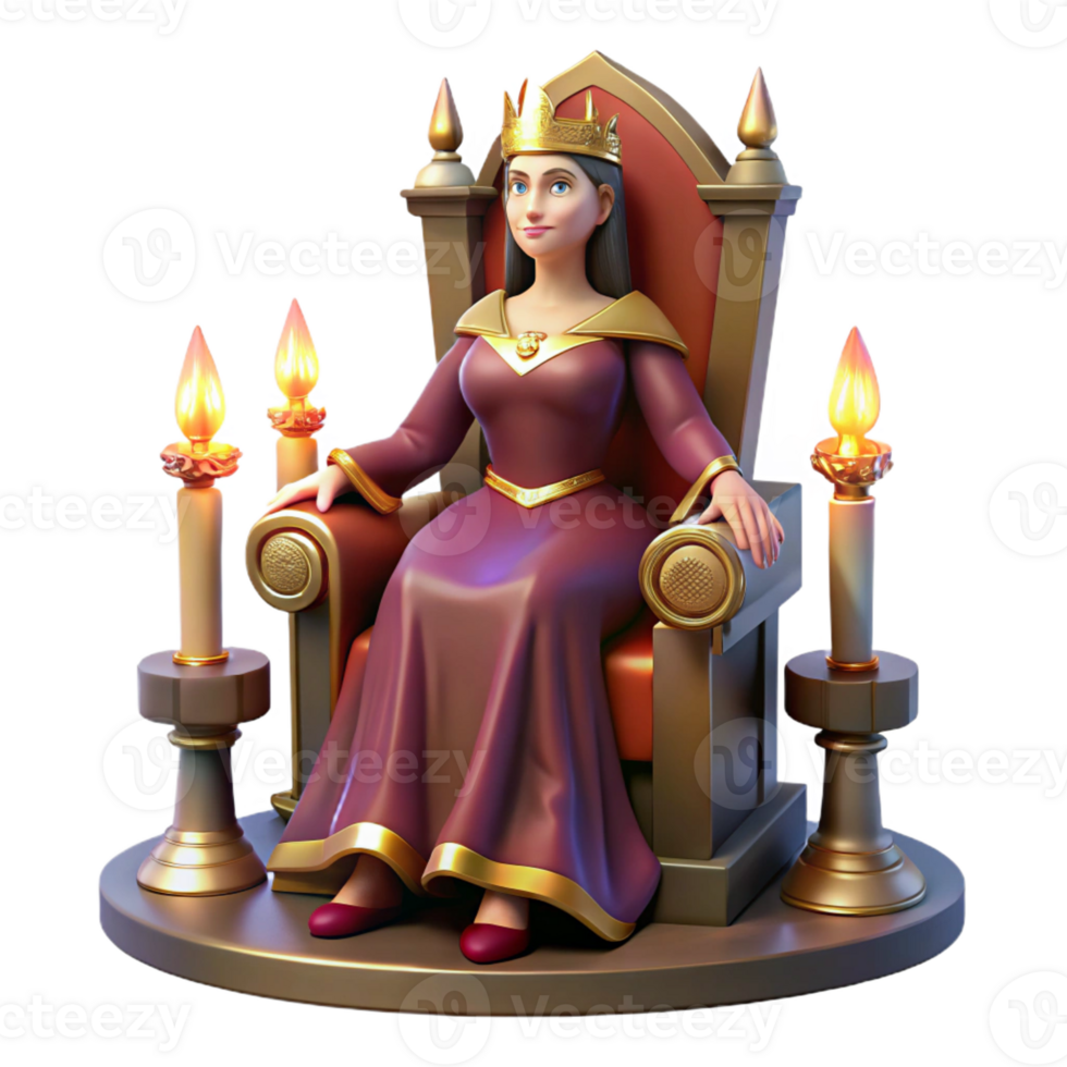 beautiful minimalist A medieval queen seated on her throne, adorned in jewels and velvet, illuminated by the warm glow of torches. Regal, dramatic lighting original png