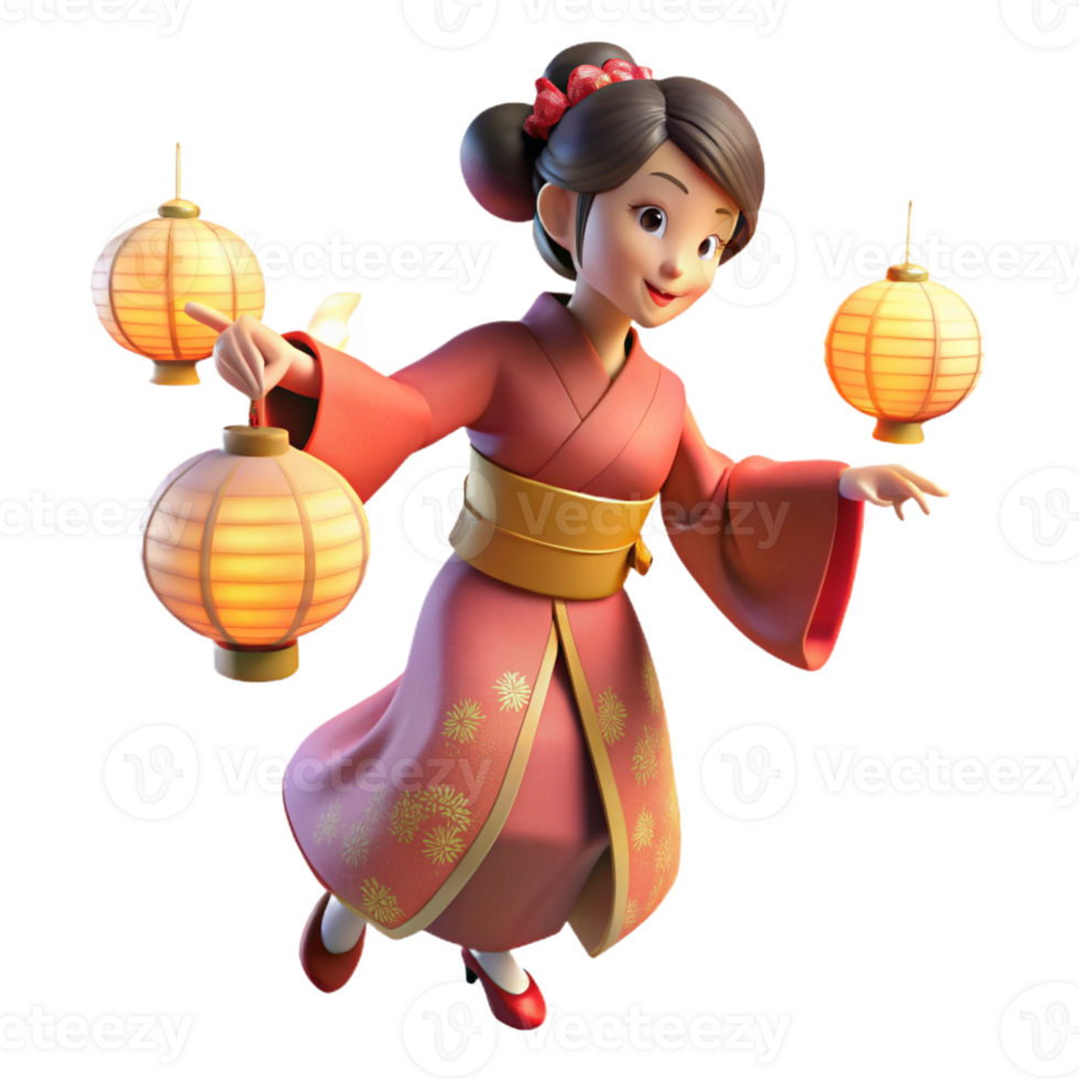 beautiful abstract A geisha performing a traditional dance, illuminated by the soft light of paper lanterns. Elegant, ukiyo-e style premium png
