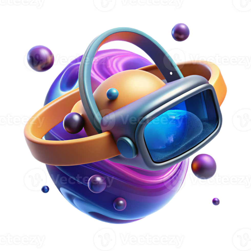 extraordinary rustic A virtual reality headset floating in space, surrounded by a swirling vortex of digital data. Surreal style, vibrant colors, sense of immersion and escapism high resolution png