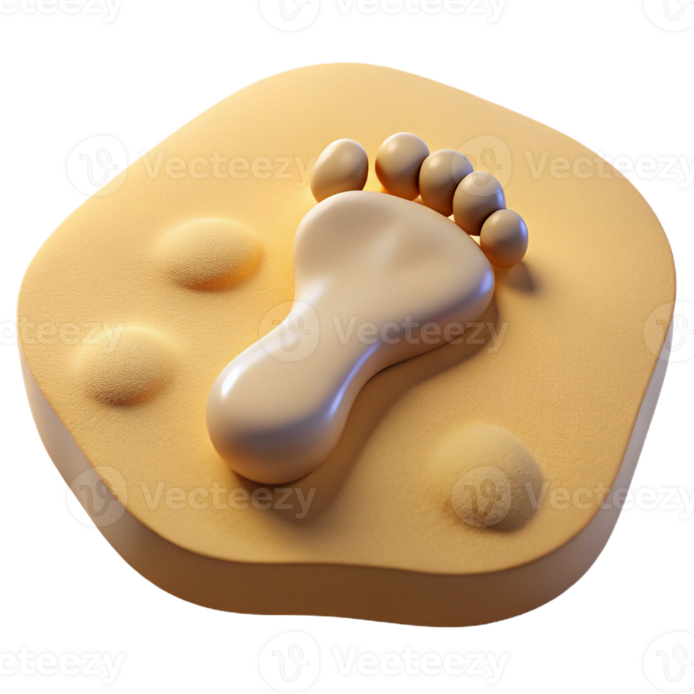 elegant creative A human footprint in sand, realistically rendered, soft natural light, minimalist beach theme original png
