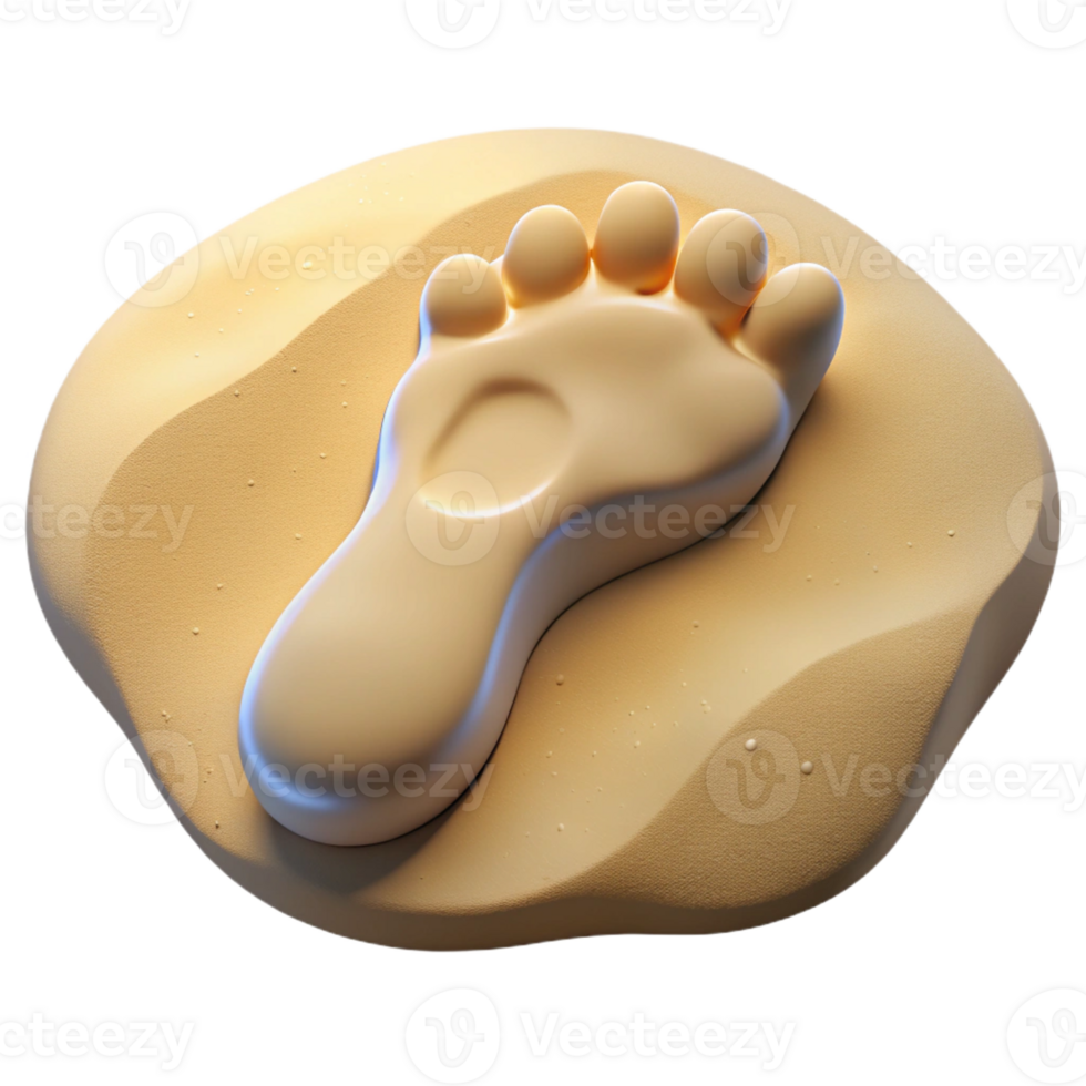 stunning abstract A human footprint in sand, realistically rendered, soft natural light, minimalist beach theme original png