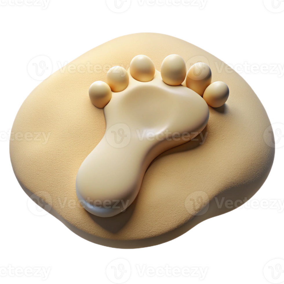 impressive minimalist A human footprint in sand, realistically rendered, soft natural light, minimalist beach theme premium png