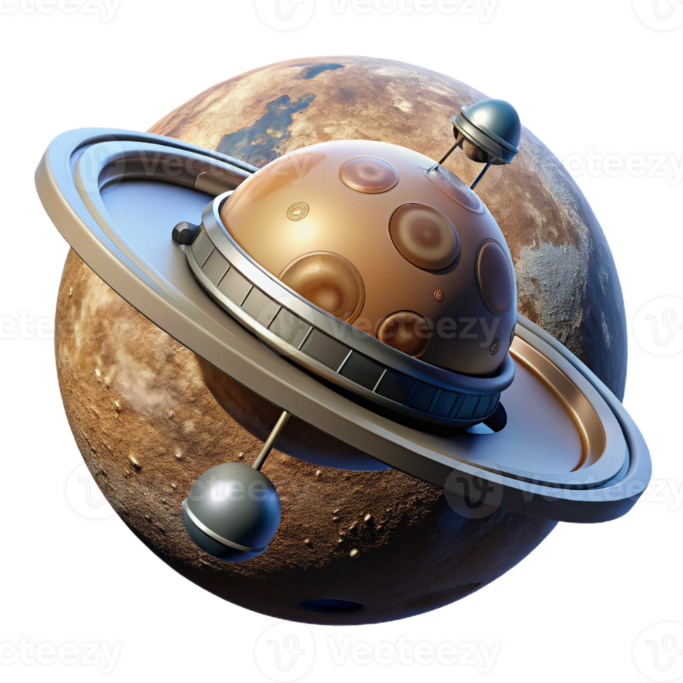 dramatic creative A space probe exploring a distant planet, transmitting data back to Earth. Photorealistic style, dramatic lighting, sense of exploration and discovery exclusive png