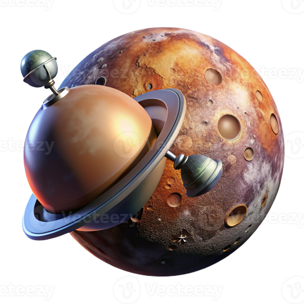 dramatic rustic A space probe exploring a distant planet, transmitting data back to Earth. Photorealistic style, dramatic lighting, sense of exploration and discovery original png