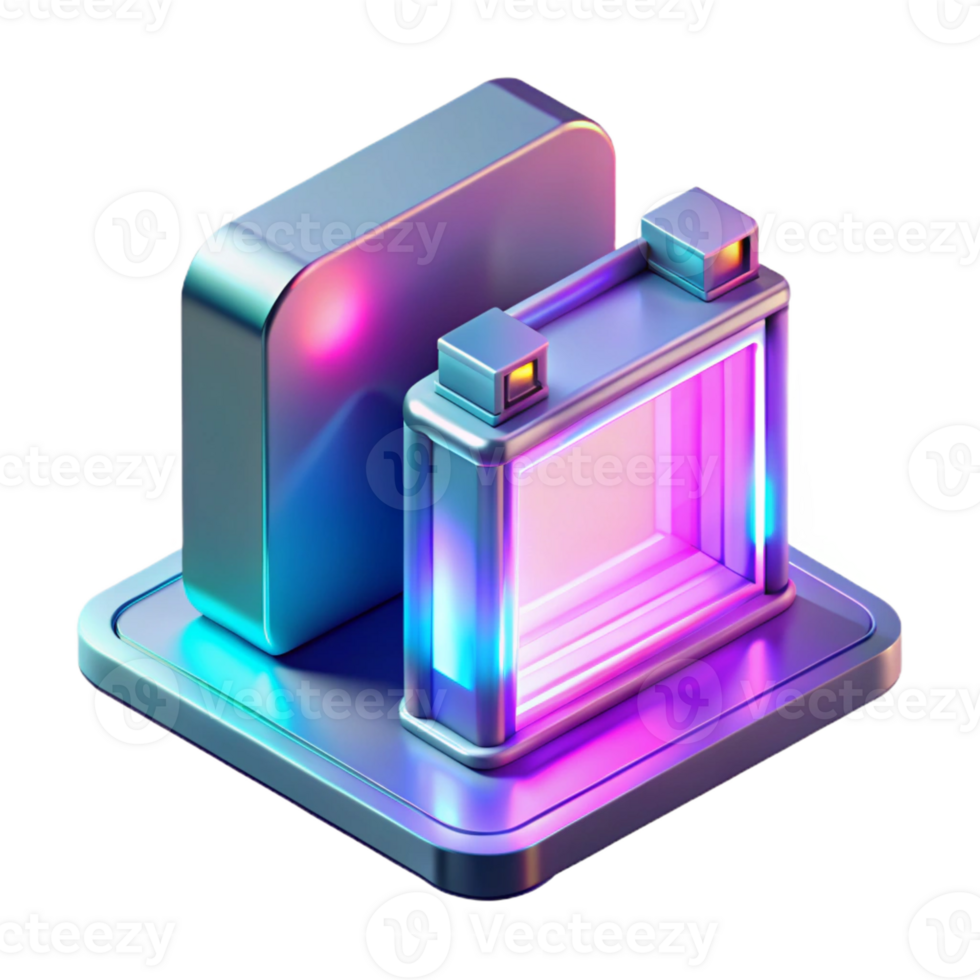 stunning creative A holographic advertisement flickering in the rain-soaked streets of a decaying city, cyberpunk and melancholic, neon pink and blue lighting authentic png