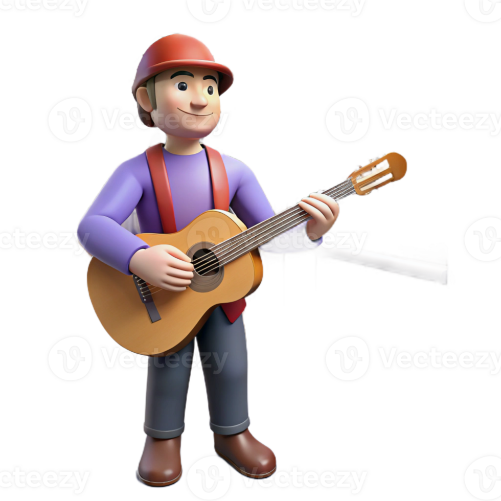 serene modern Busker playing the guitar in a subway station, soft lighting, candid portrait, urban music scene 4K png