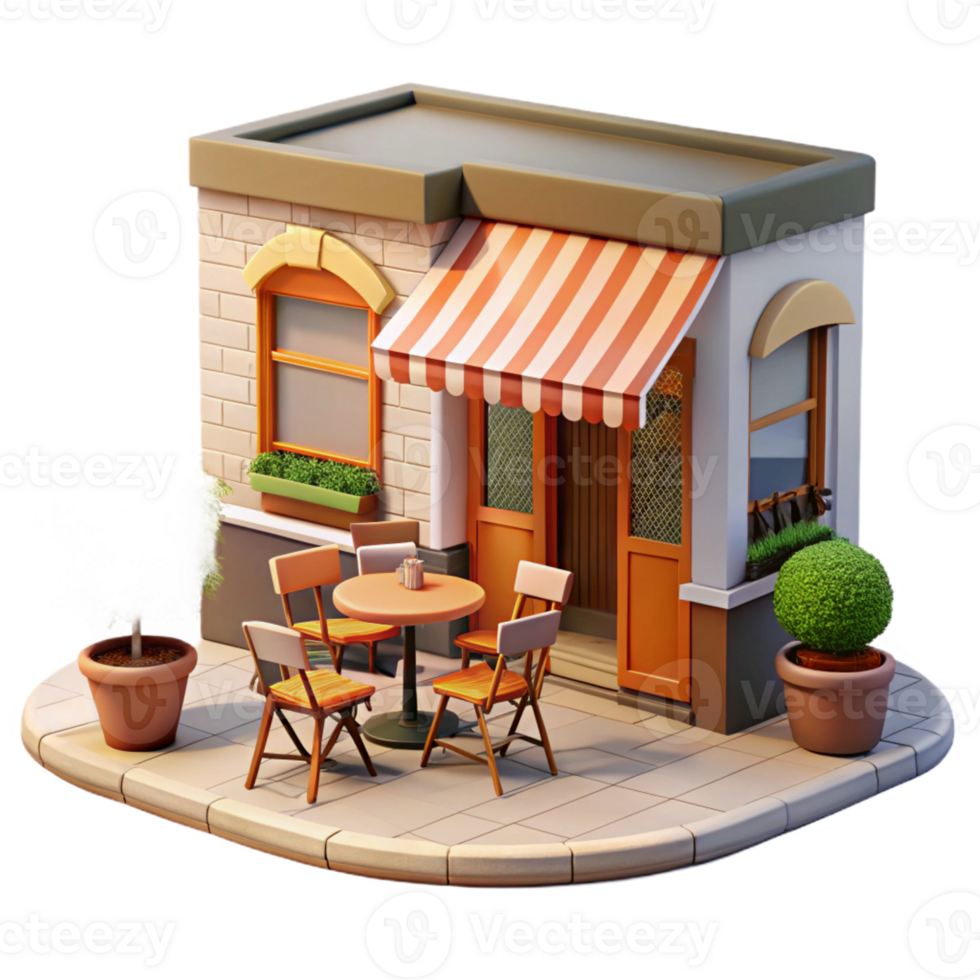 magnificent modern Open-air cafe with tables and chairs on the sidewalk, bustling atmosphere, warm afternoon light, European style original png