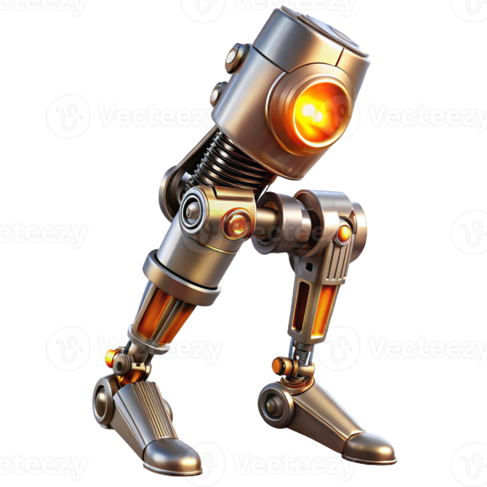 magnificent contemporary Biomechanical leg with exposed hydraulics and pistons, gleaming with an oily, metallic sheen, lit by a warm, industrial light, in a steampunk aesthetic original png
