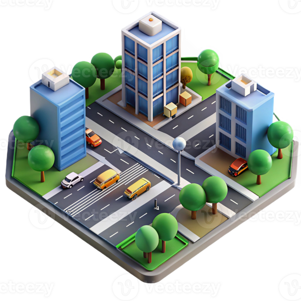 stunning classic Aerial view of a city intersection with traffic flowing, geometric patterns, urban planning theme premium png