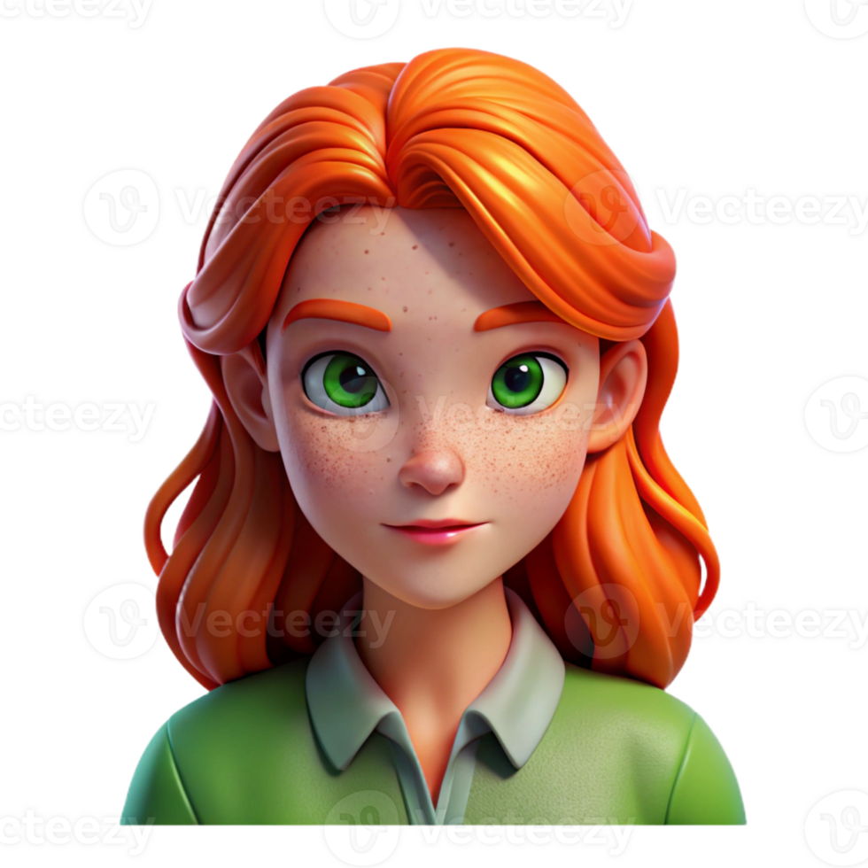 beautiful artistic Portrait of a young woman with fiery red hair, freckles, and piercing green eyes, lit by a soft Rembrandt light, painted in the style of pre-raphaelite brotherhood original png