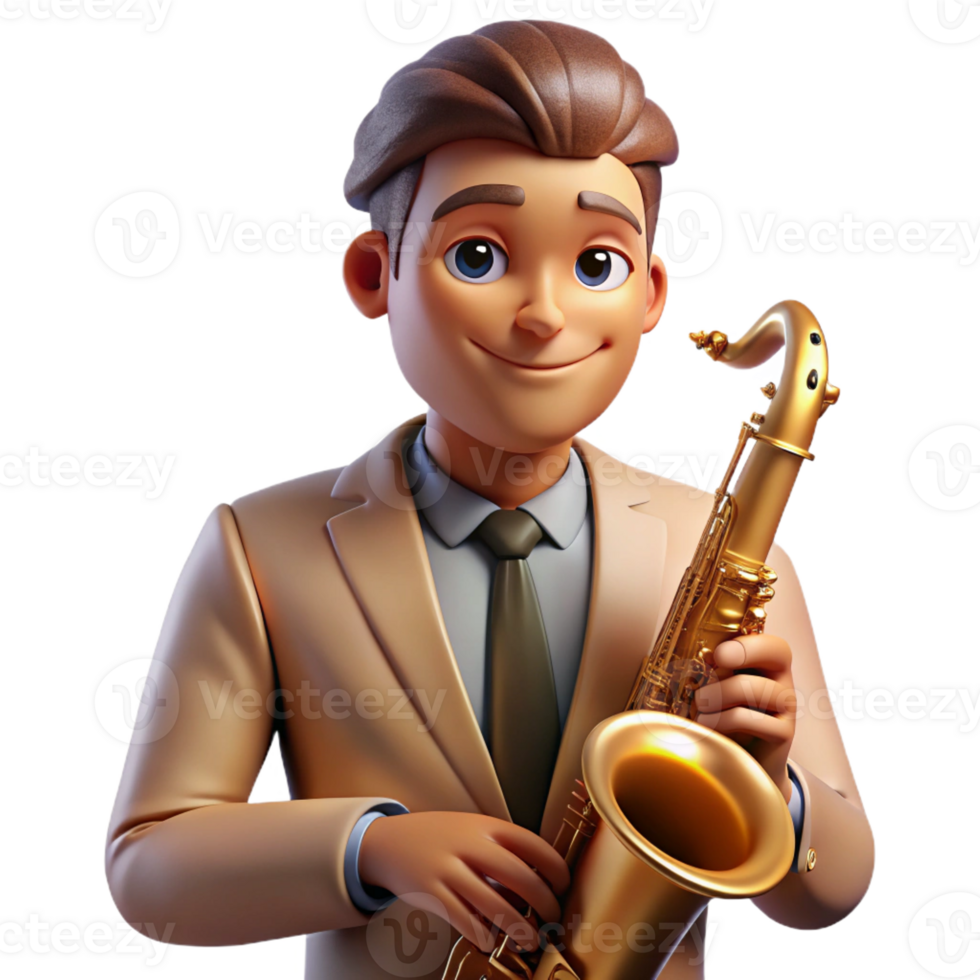 wonderful minimalist Portrait of a young musician with a saxophone, bathed in the warm glow of a jazz club, in a vintage poster style exclusive png