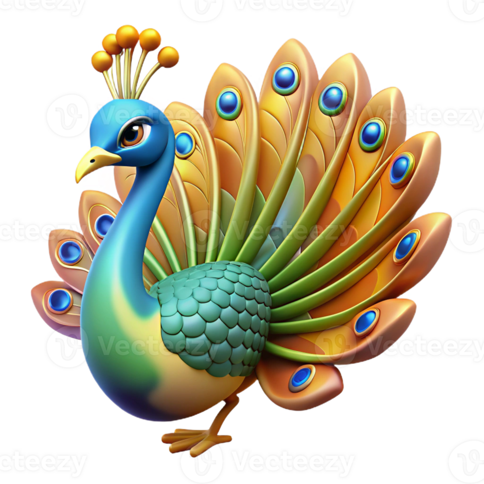 wonderful abstract A proud peacock displaying its vibrant plumage, rendered in a decorative, Art Nouveau style with flowing lines original png