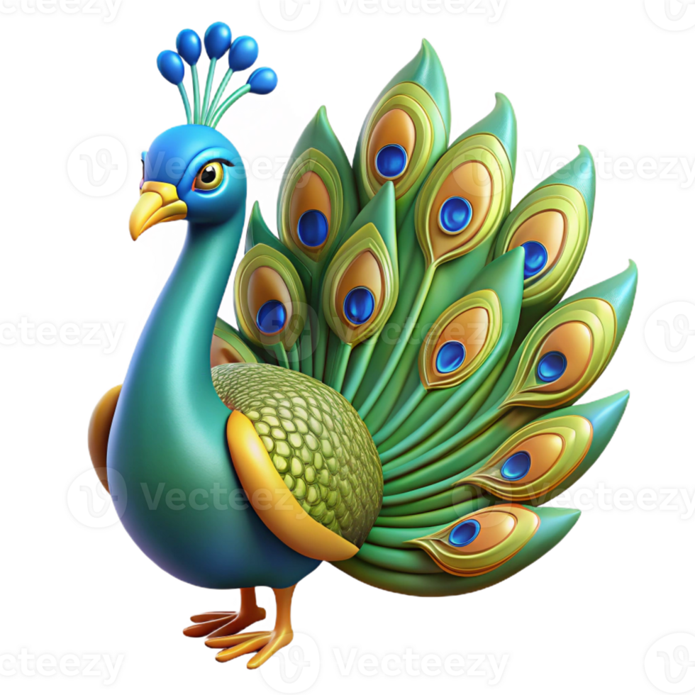 impressive abstract A proud peacock displaying its vibrant plumage, rendered in a decorative, Art Nouveau style with flowing lines genuine png