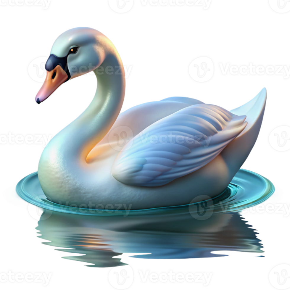 extraordinary classic A graceful swan gliding across a calm lake, rendered in a serene, Impressionistic style with soft colors authentic png