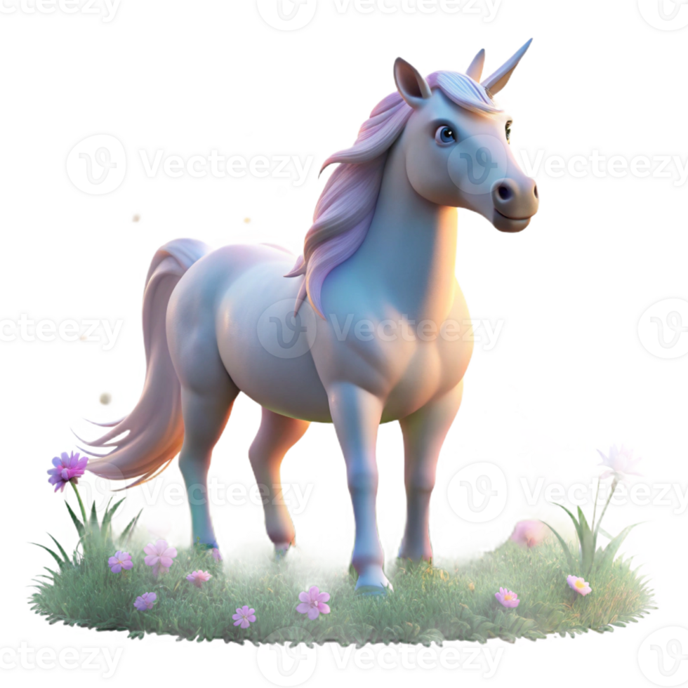 elegant artistic A majestic unicorn with a coat of pure white, grazing in a field of ethereal flowers, illuminated by the soft glow of the setting sun. Dreamlike, fantasy art style genuine png