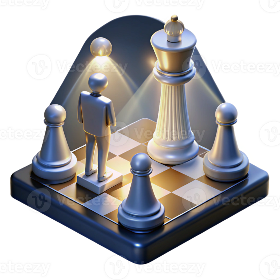 magnificent rustic A giant chessboard with human figures as pieces, locked in a dramatic standoff, lit by dramatic spotlights, Conceptual Art style 4K png
