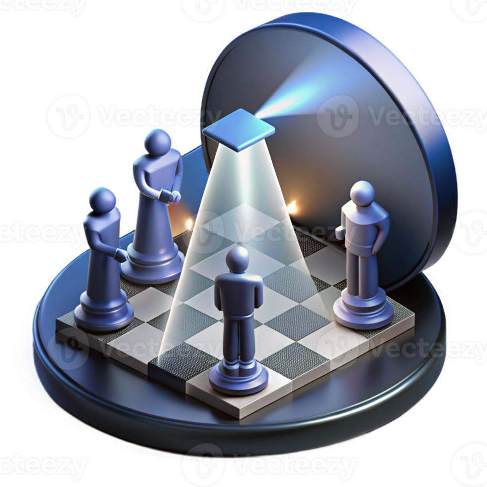 extraordinary rustic A giant chessboard with human figures as pieces, locked in a dramatic standoff, lit by dramatic spotlights, Conceptual Art style original png