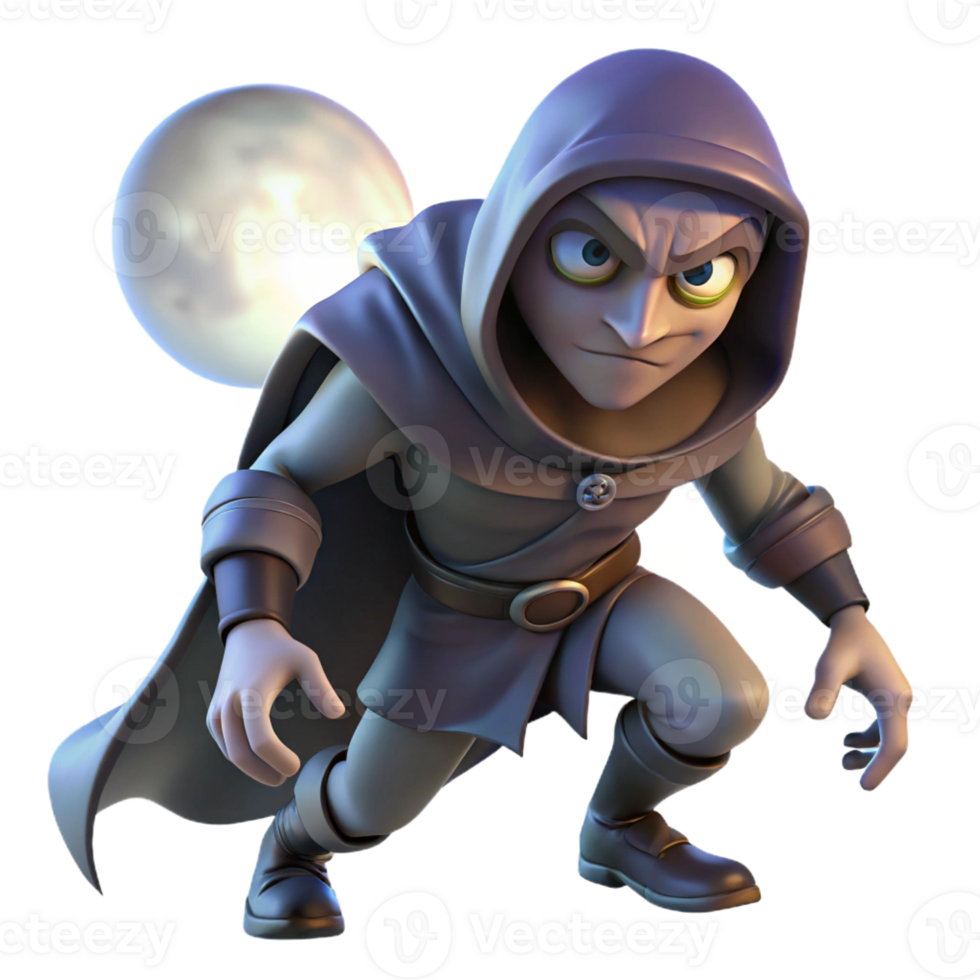 magnificent minimalist A cunning rogue sneaking through the shadows, illuminated by the faint light of the moon. Dark fantasy art style detailed png