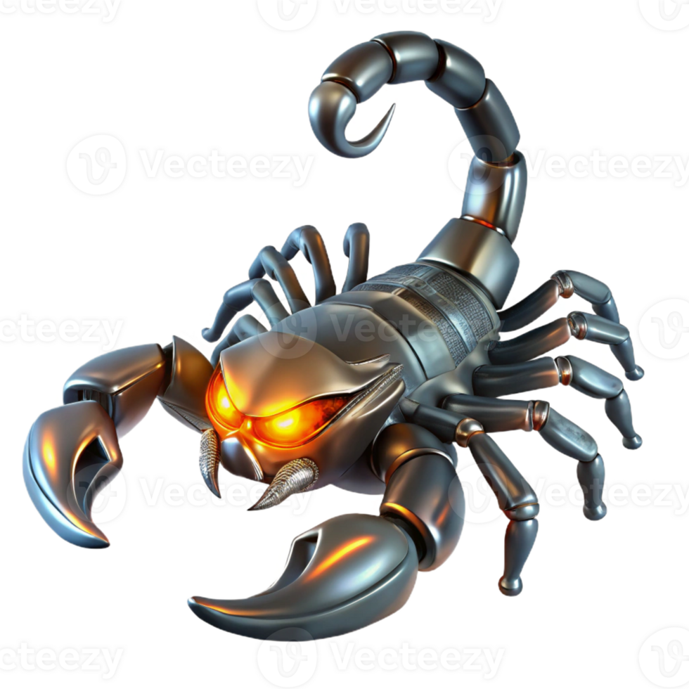 elegant abstract Biomechanical scorpion with a tail of glowing plasma and claws of polished steel, dark, moody lighting, fantasy style exclusive png