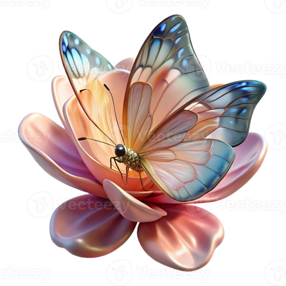 impressive rustic A delicate butterfly with intricately patterned wings, resting on a flower, illuminated by soft sunlight, in a macro photography style high resolution png