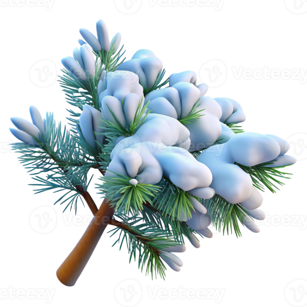 dramatic abstract A snow-covered pine branch, heavy with snow, against a clear blue sky. Winter landscape photography style genuine png