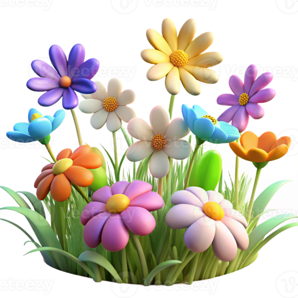 serene modern A field of colorful wildflowers swaying gently in the breeze under a summer sky. Impressionist style premium png