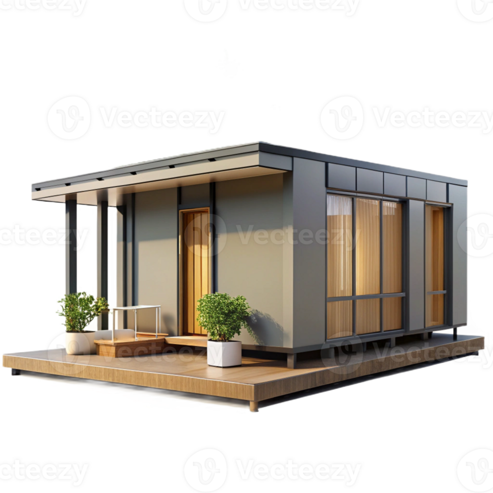magnificent classic Prefabricated modular home, minimalist design, sustainable materials, natural light, architectural rendering, premium png