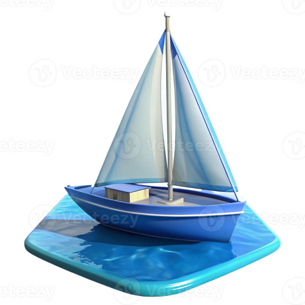 magnificent vintage A lone sailboat sailing on a calm, blue ocean under a clear sky. Seascape painting style premium png