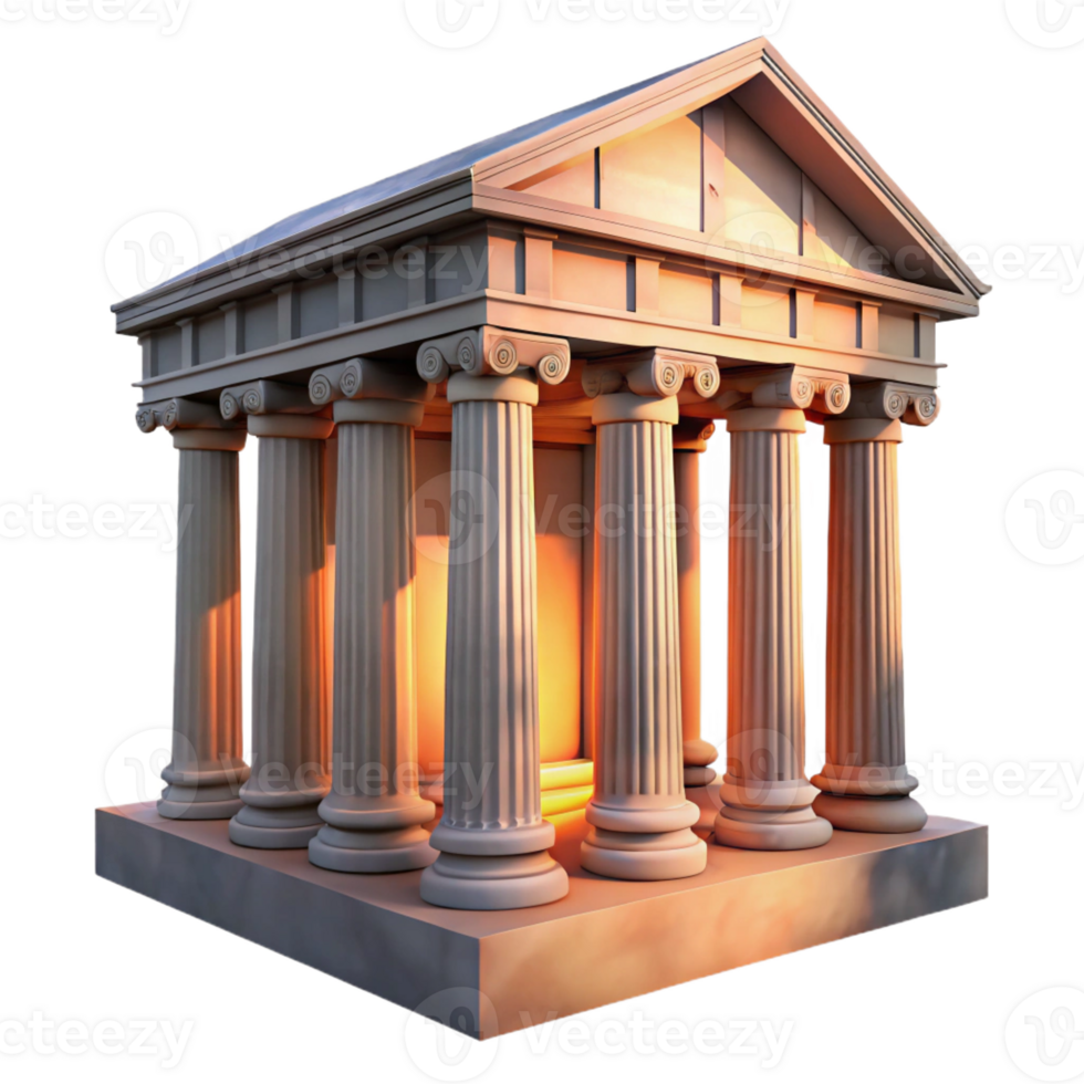 vibrant modern Ancient Roman temple, weathered marble columns, dramatic sunset lighting, historical and realistic style exclusive png