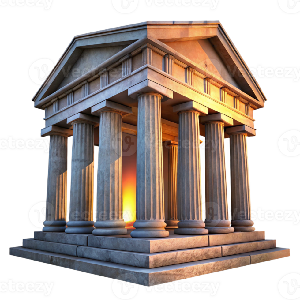 stunning rustic Ancient Roman temple, weathered marble columns, dramatic sunset lighting, historical and realistic style high resolution png