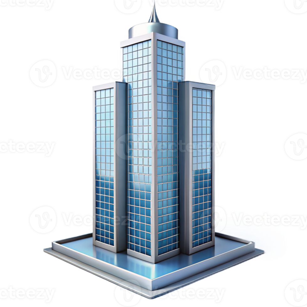 impressive creative Modernist glass and steel skyscraper, minimalist design, reflecting the city skyline, crisp and clean style authentic png