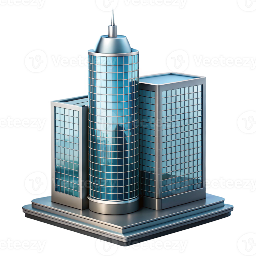 elegant classic Modernist glass and steel skyscraper, minimalist design, reflecting the city skyline, crisp and clean style high quality png