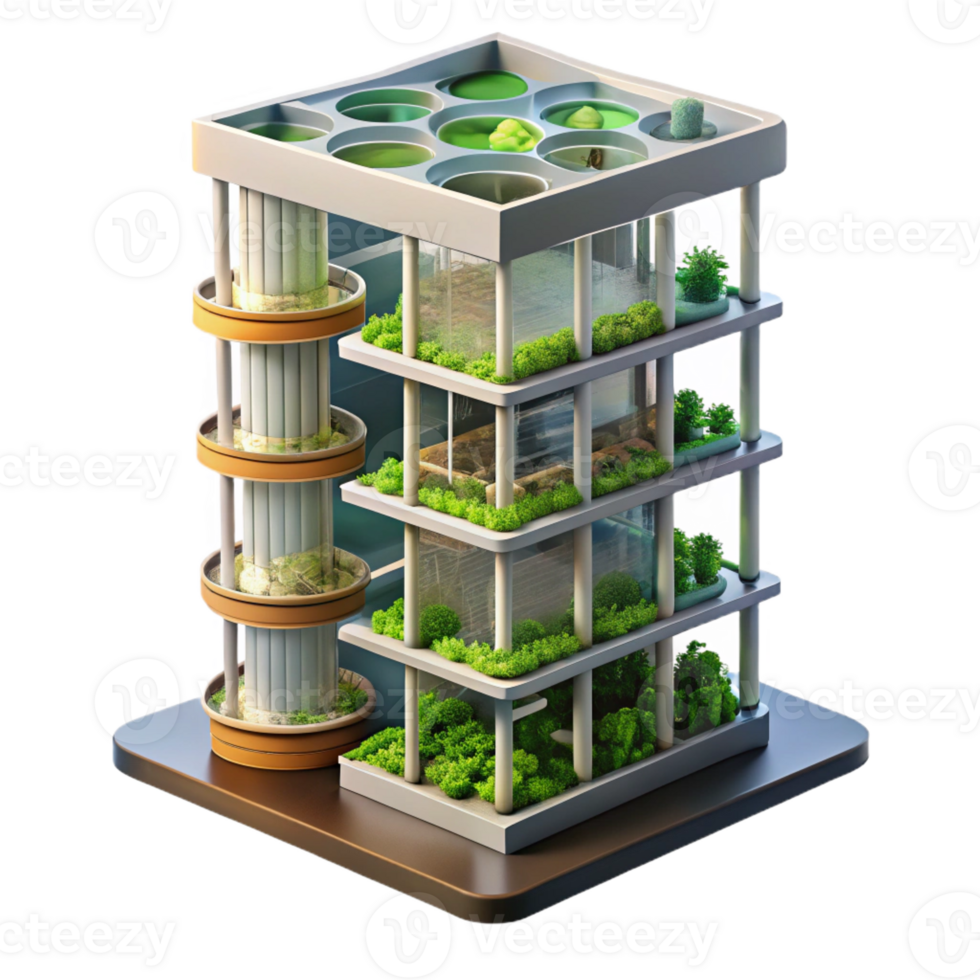 impressive minimalist Vertical farm skyscraper, hydroponic systems, integrated living spaces, sustainable urban farming, digital art, detailed png