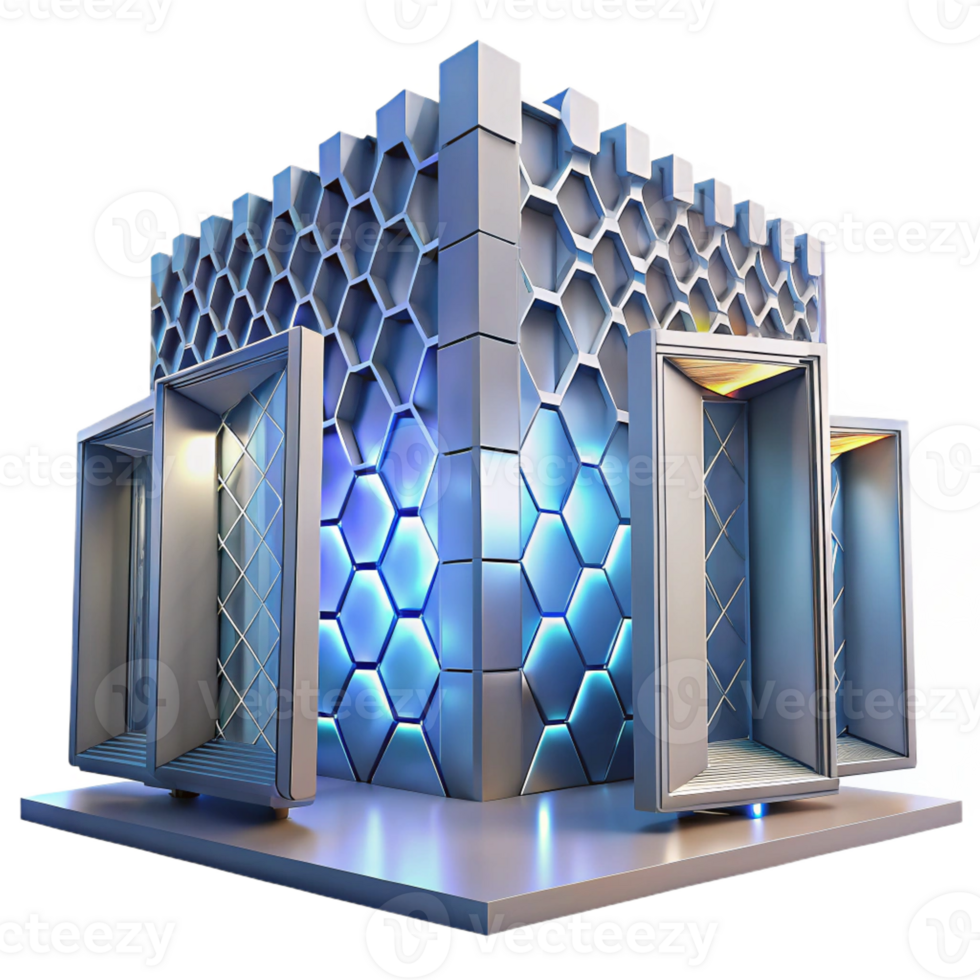 magnificent modern Kinetic architecture facade, moving panels, dynamic patterns, interactive design, digital rendering, authentic png