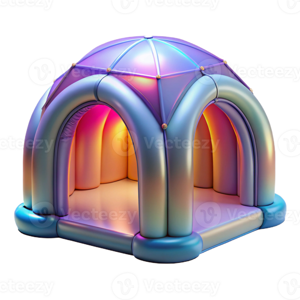 stunning classic Inflatable pavilion, lightweight structure, translucent material, colorful lighting, temporary architecture, digital art, high quality png