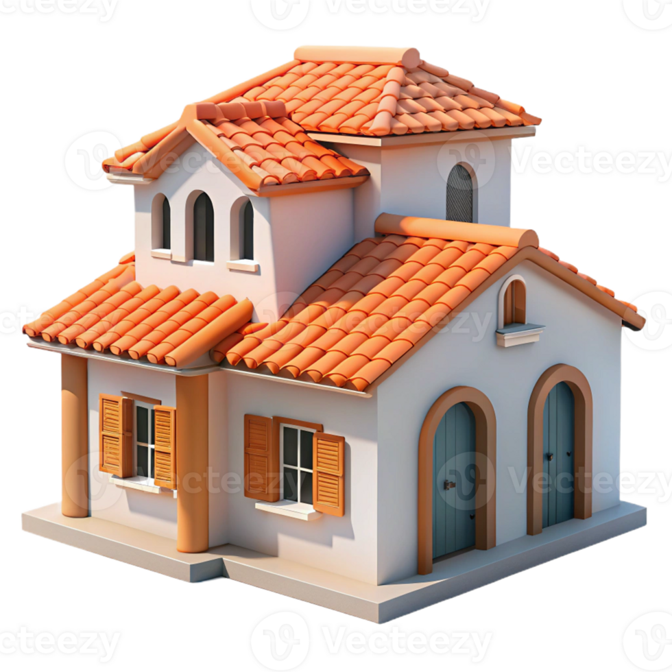 vibrant rustic Mediterranean villa, whitewashed walls, terracotta roof tiles, bright sunlight, relaxed and inviting style high resolution png