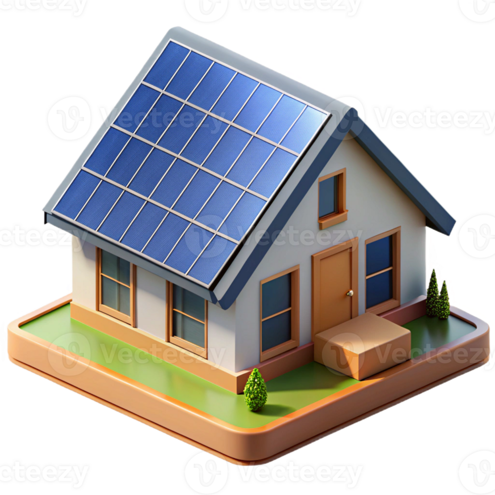 elegant rustic Solar-powered house, integrated photovoltaic panels, sustainable design, modern architecture, architectural rendering, detailed png