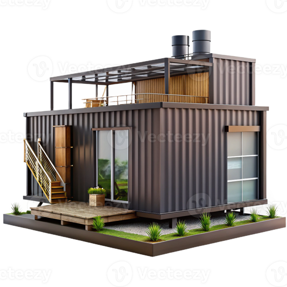 magnificent modern Shipping container house, repurposed materials, industrial aesthetic, sustainable living, architectural photography, 4K png