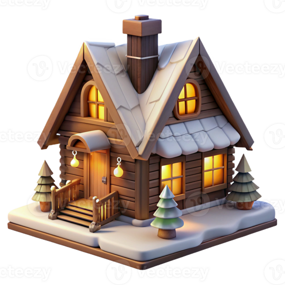 extraordinary creative Mountain lodge, rustic wooden construction, snow-covered roof, warm firelight, cozy and inviting style detailed png
