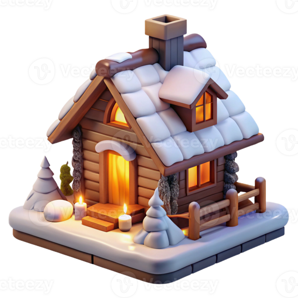 elegant classic Mountain lodge, rustic wooden construction, snow-covered roof, warm firelight, cozy and inviting style authentic png