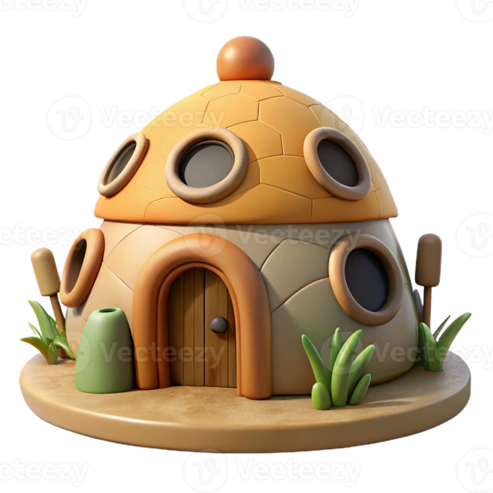 beautiful traditional Cob house, organic form, natural materials, sustainable building, vernacular architecture, digital painting, high resolution png