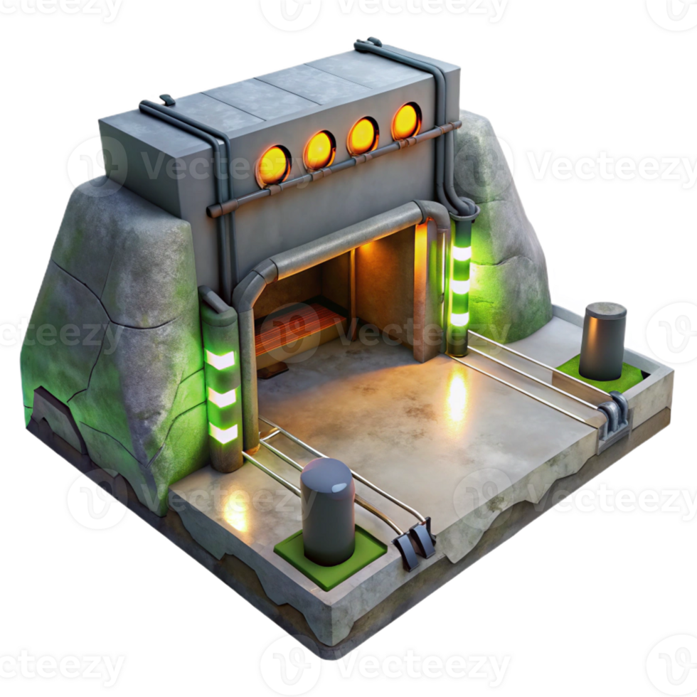 magnificent creative Underground bunker, concrete walls, flickering fluorescent lights, claustrophobic and tense style genuine png